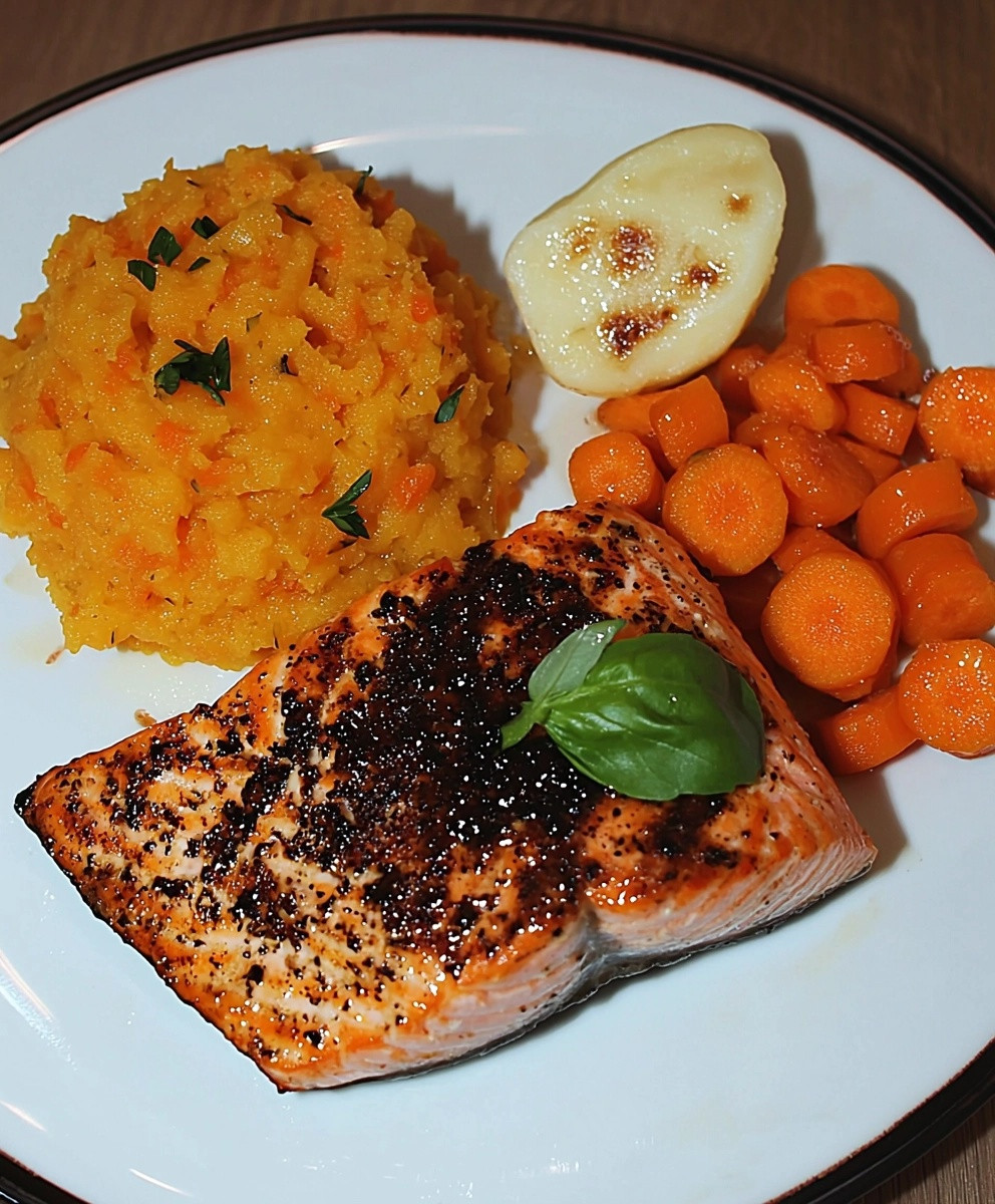 Saumon écrasé de carottes