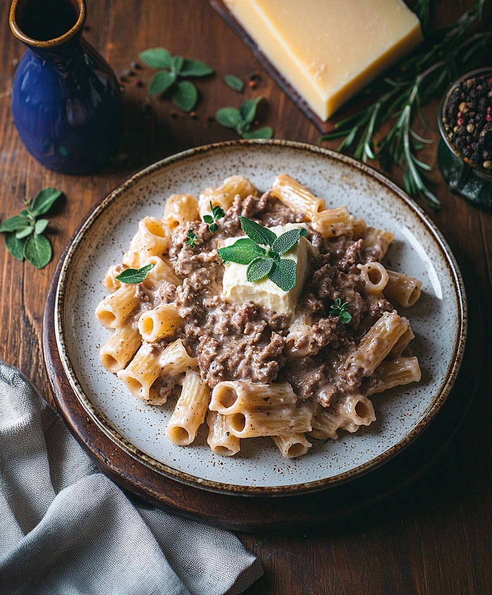 Pâtes au boeuf haché Boursin