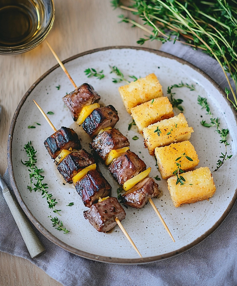 Brochette de canard mariné