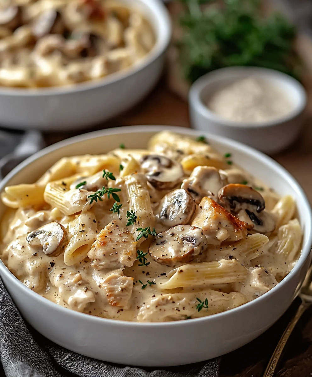 Pâtes au Poulet et Champignons
