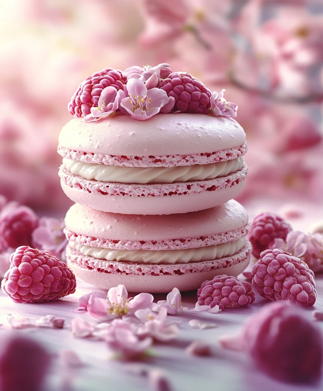 Macarons framboises