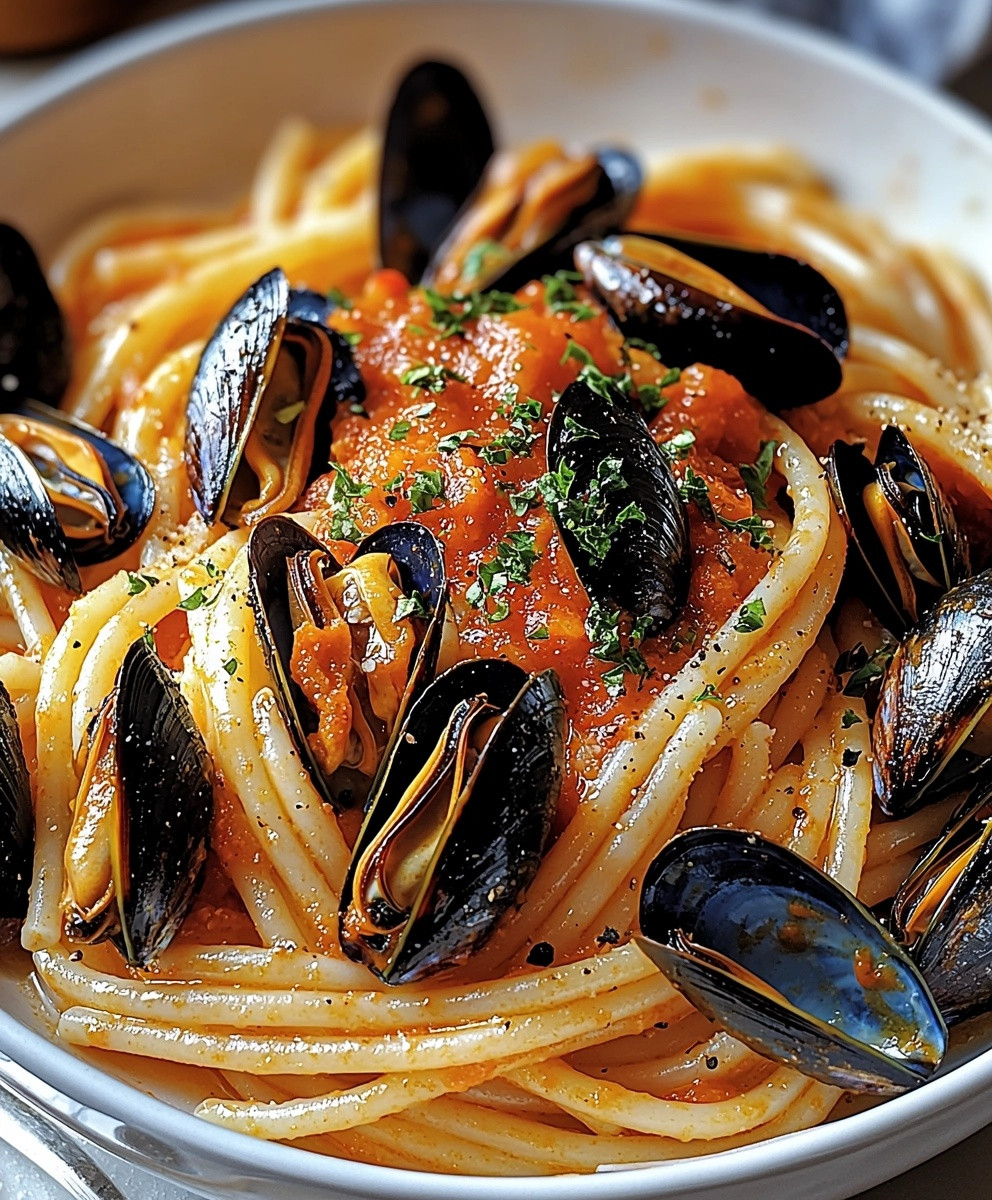 Pâtes aux moules tomate