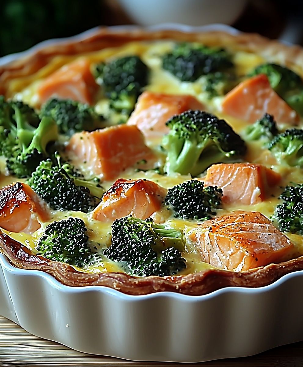 Quiche brocoli saumon sans pâte