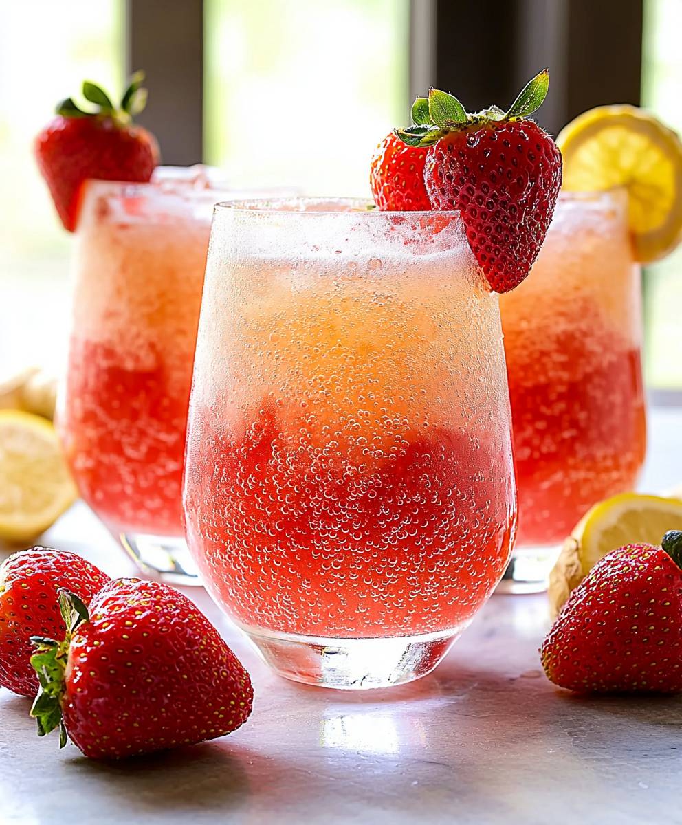 Boisson fraise gingembre pétillante
