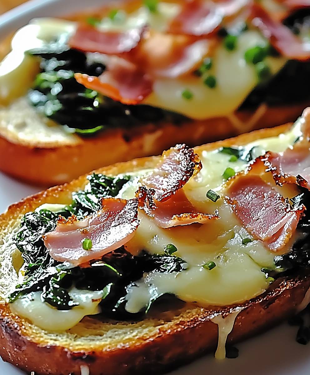 Tartines épinards jambon