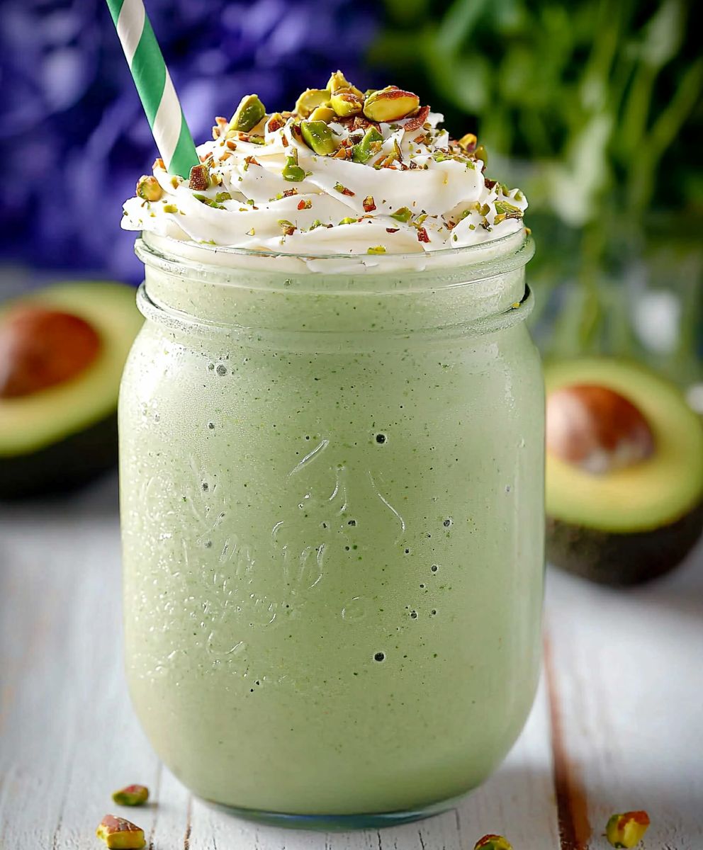 Smoothie avocat matcha pistache