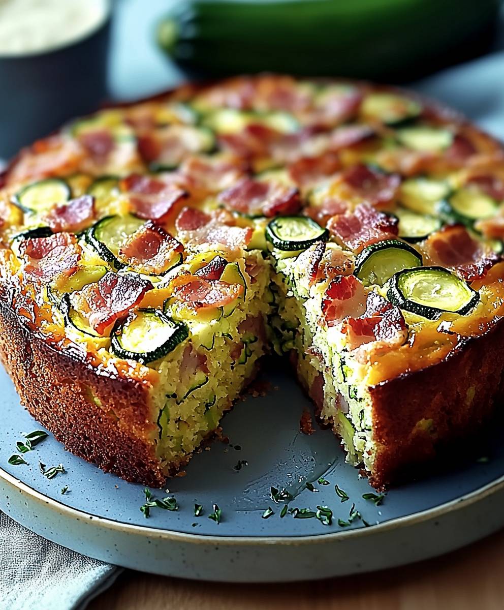 Cake courgettes lardons