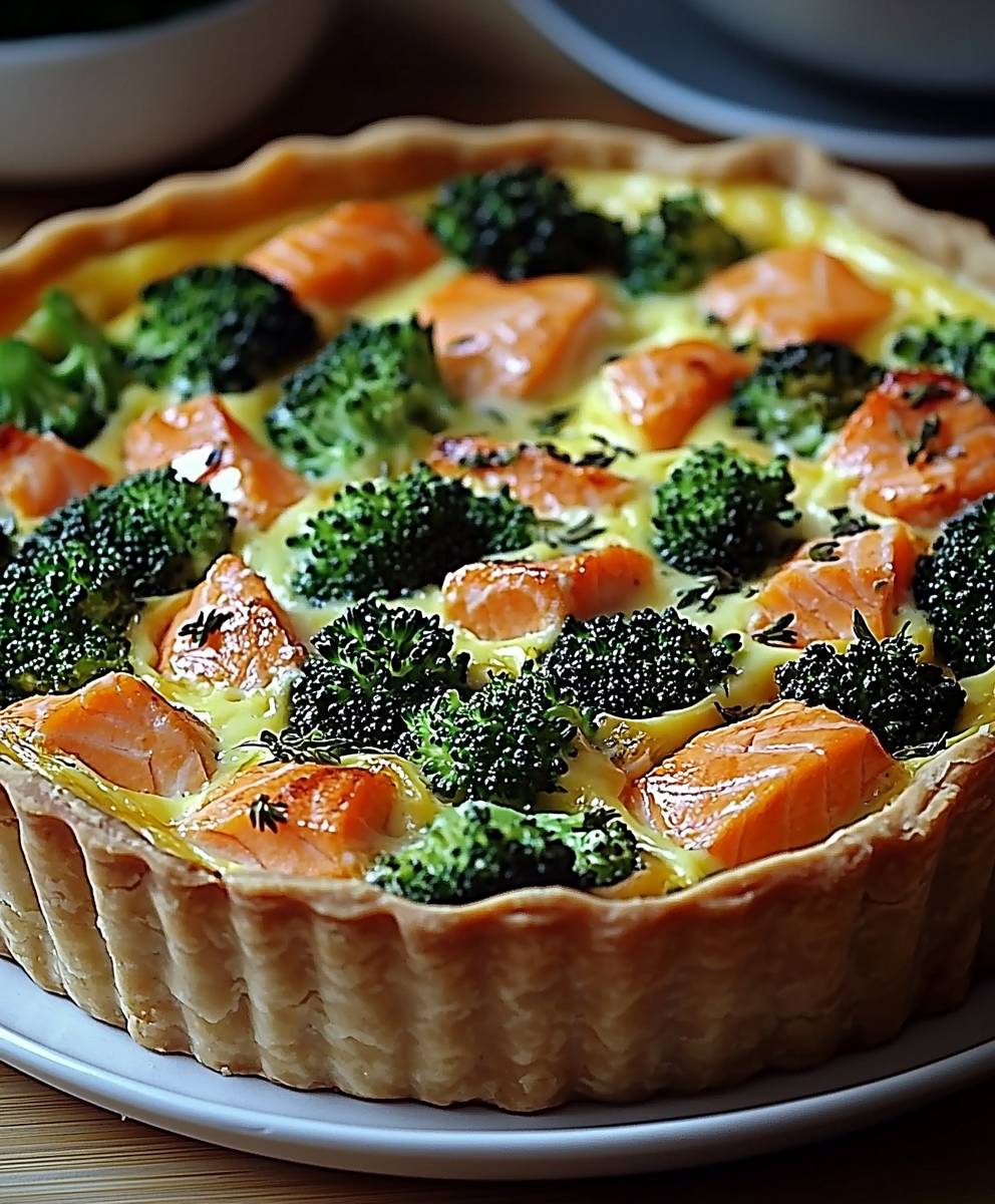 Quiche brocoli saumon sans pâte