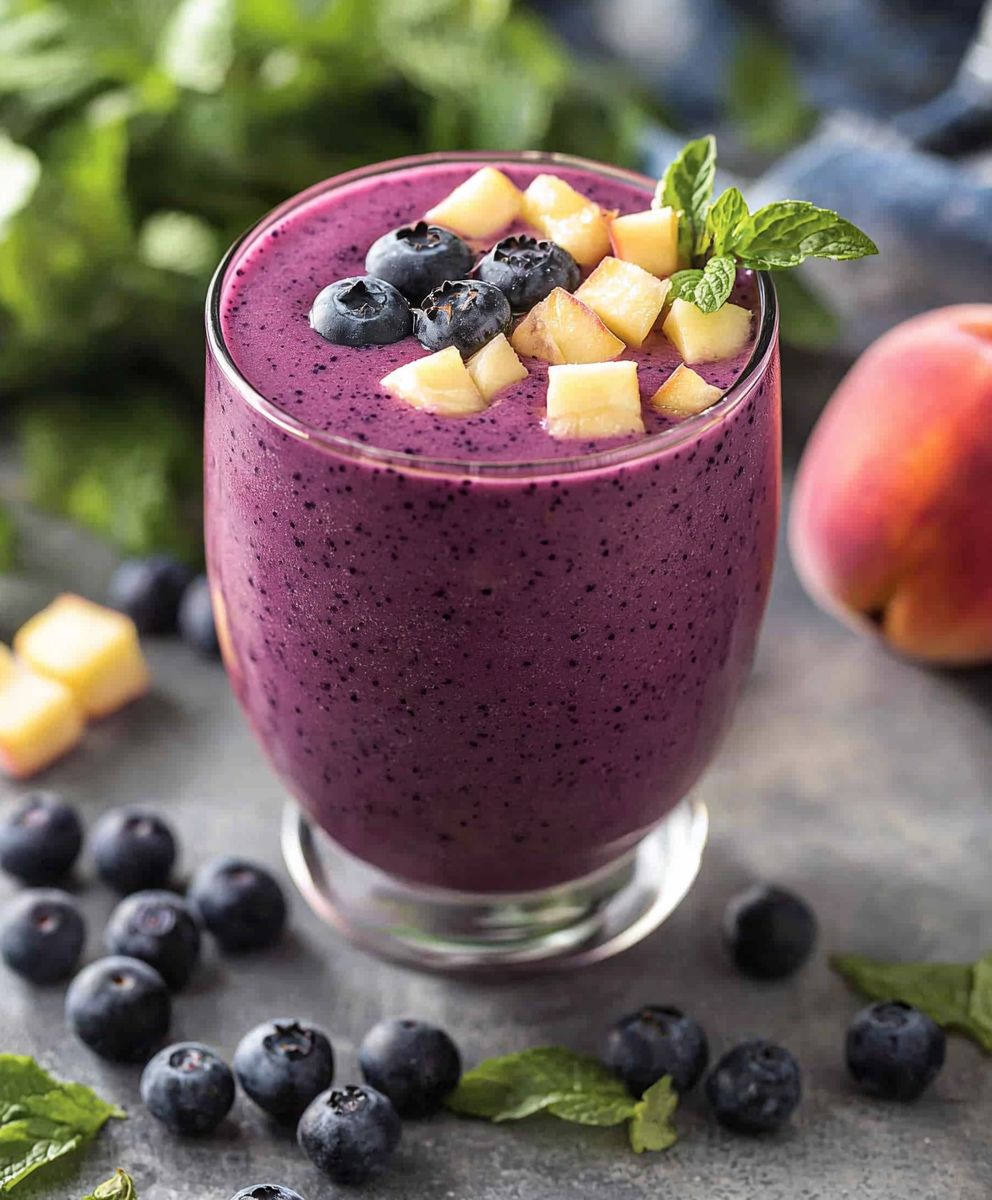 Smoothie bleuet gingembre pêche