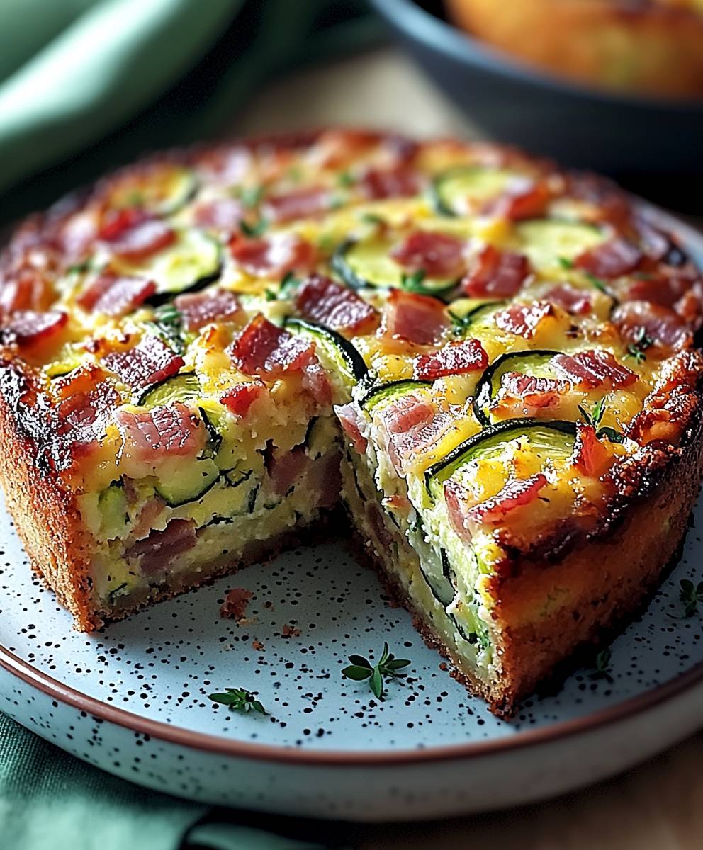 Cake courgettes lardons