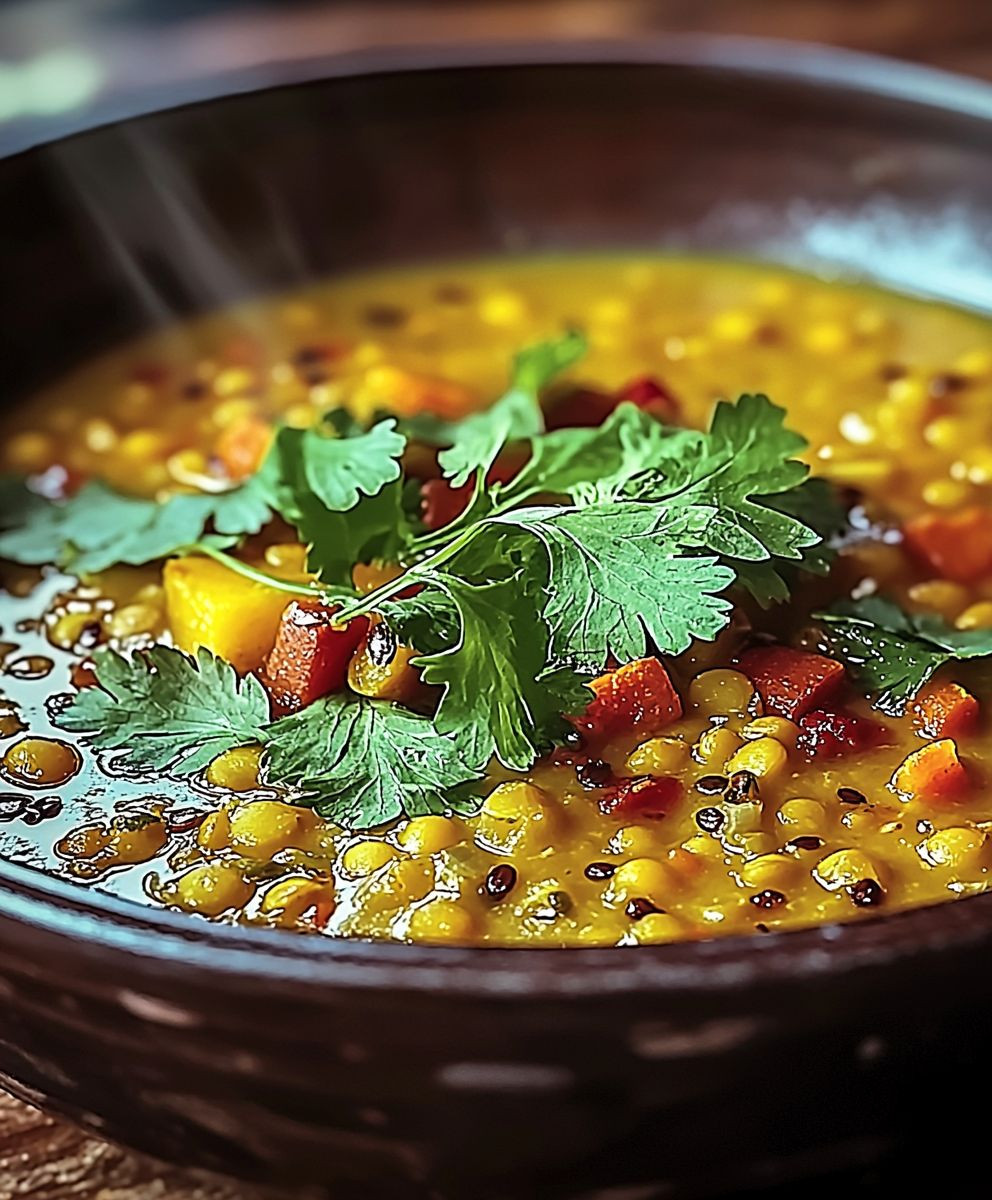 Soupe lentilles curcuma noix coco