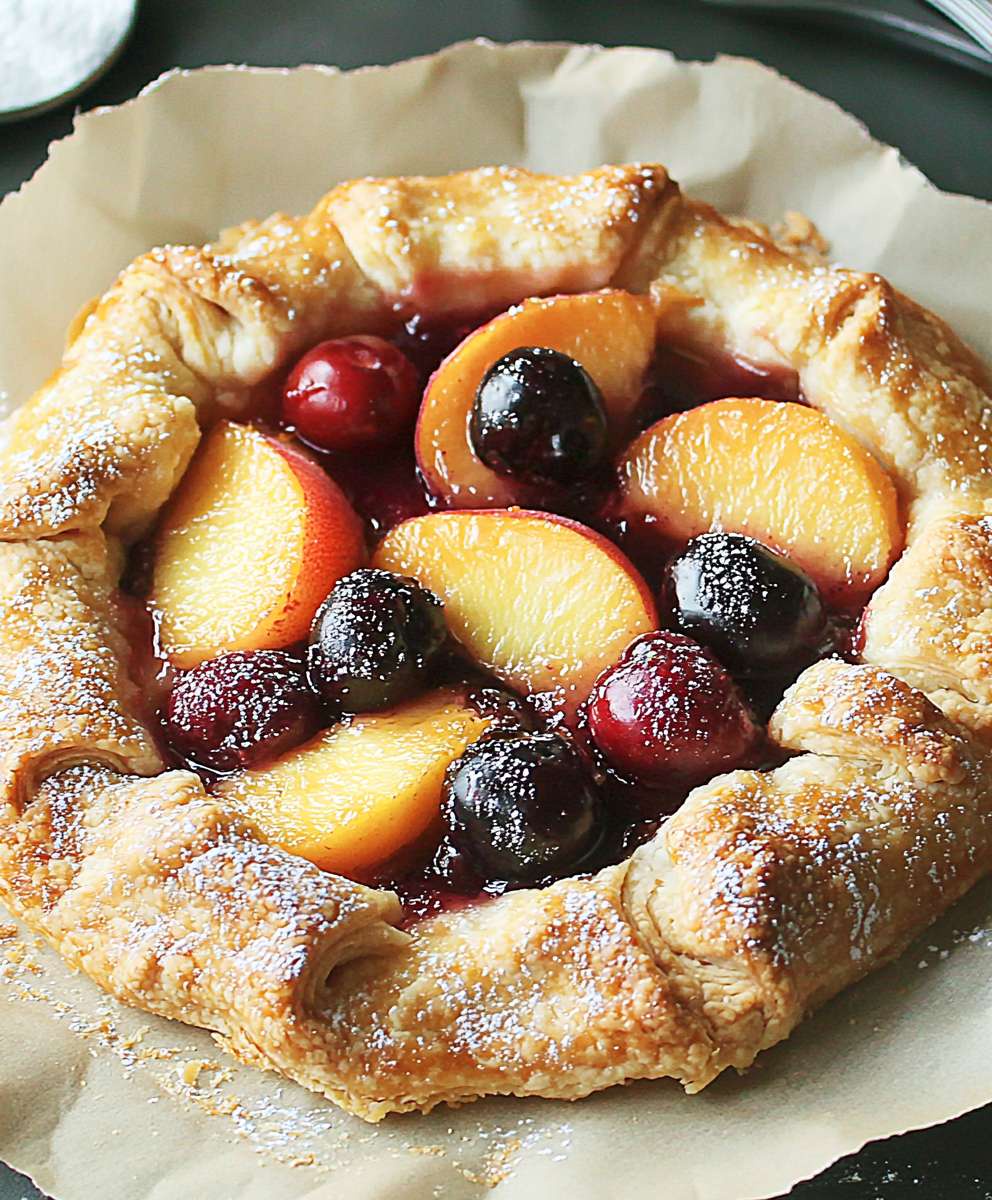 Galette pêches cerises