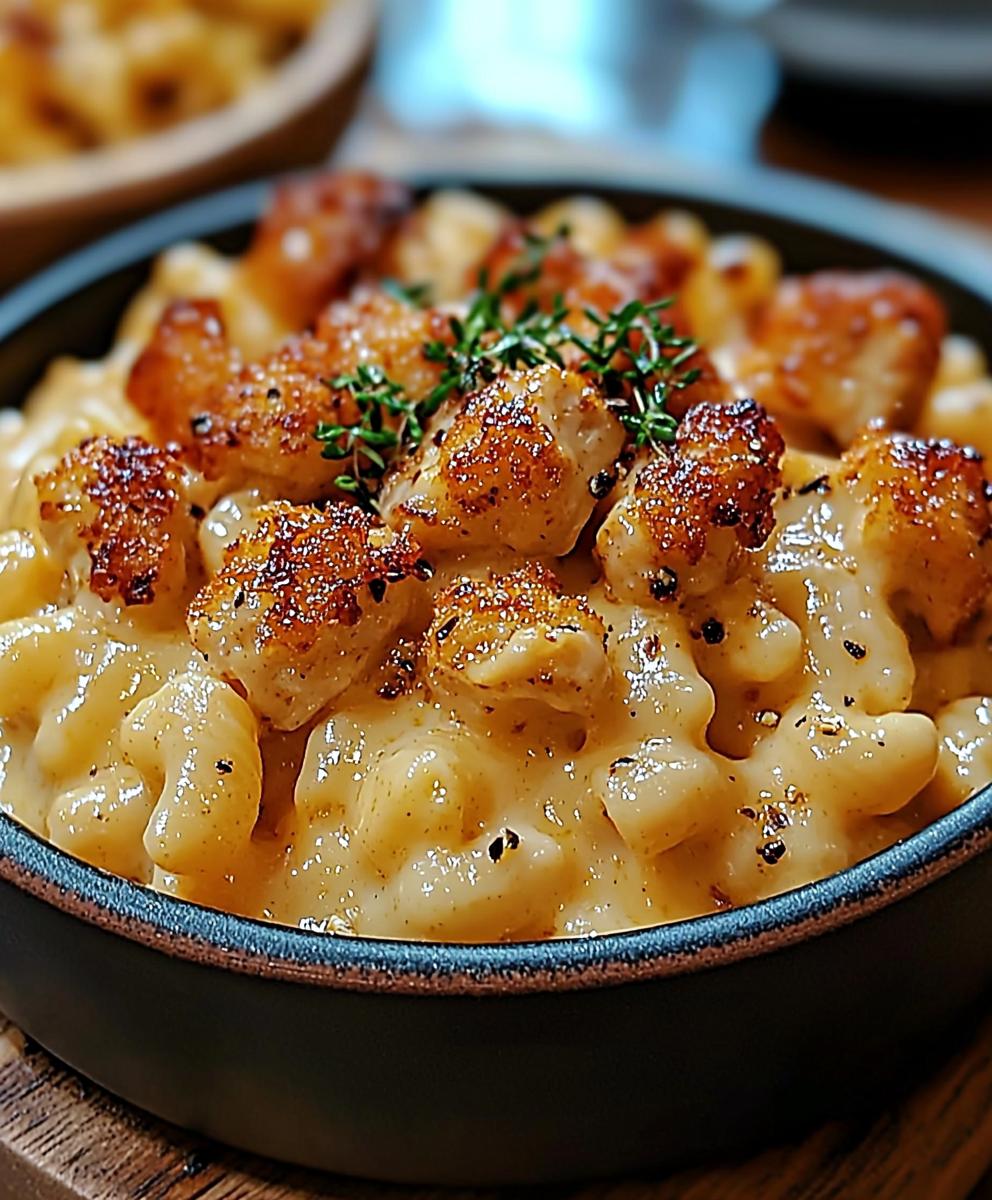 Macaroni au poulet miel-poivre
