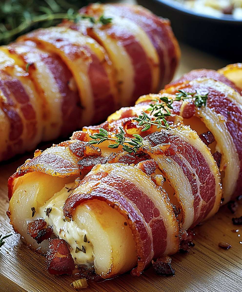 Rouleaux bacon fromage crème herbes