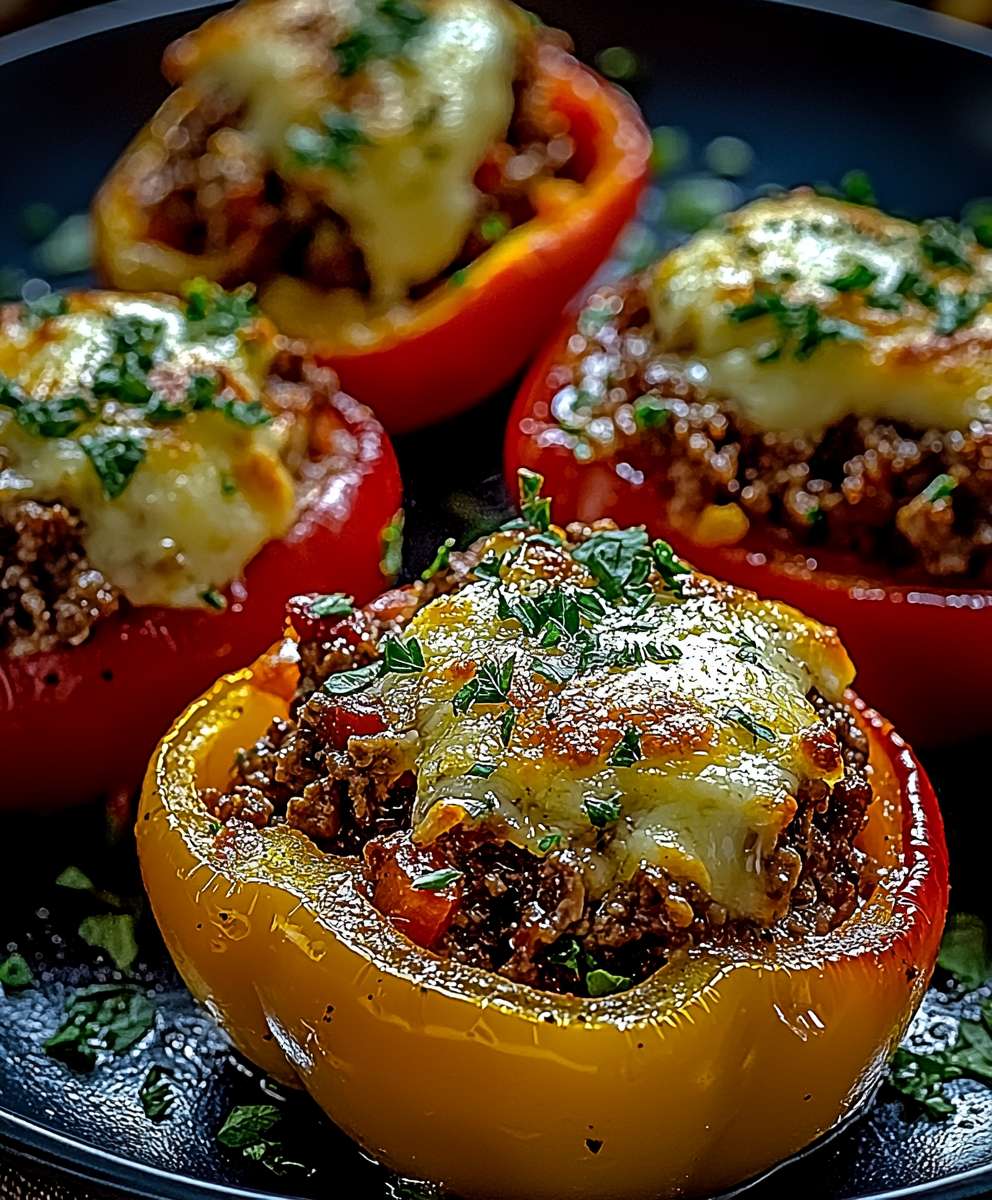 Poivrons farcis viande hachée mozzarella