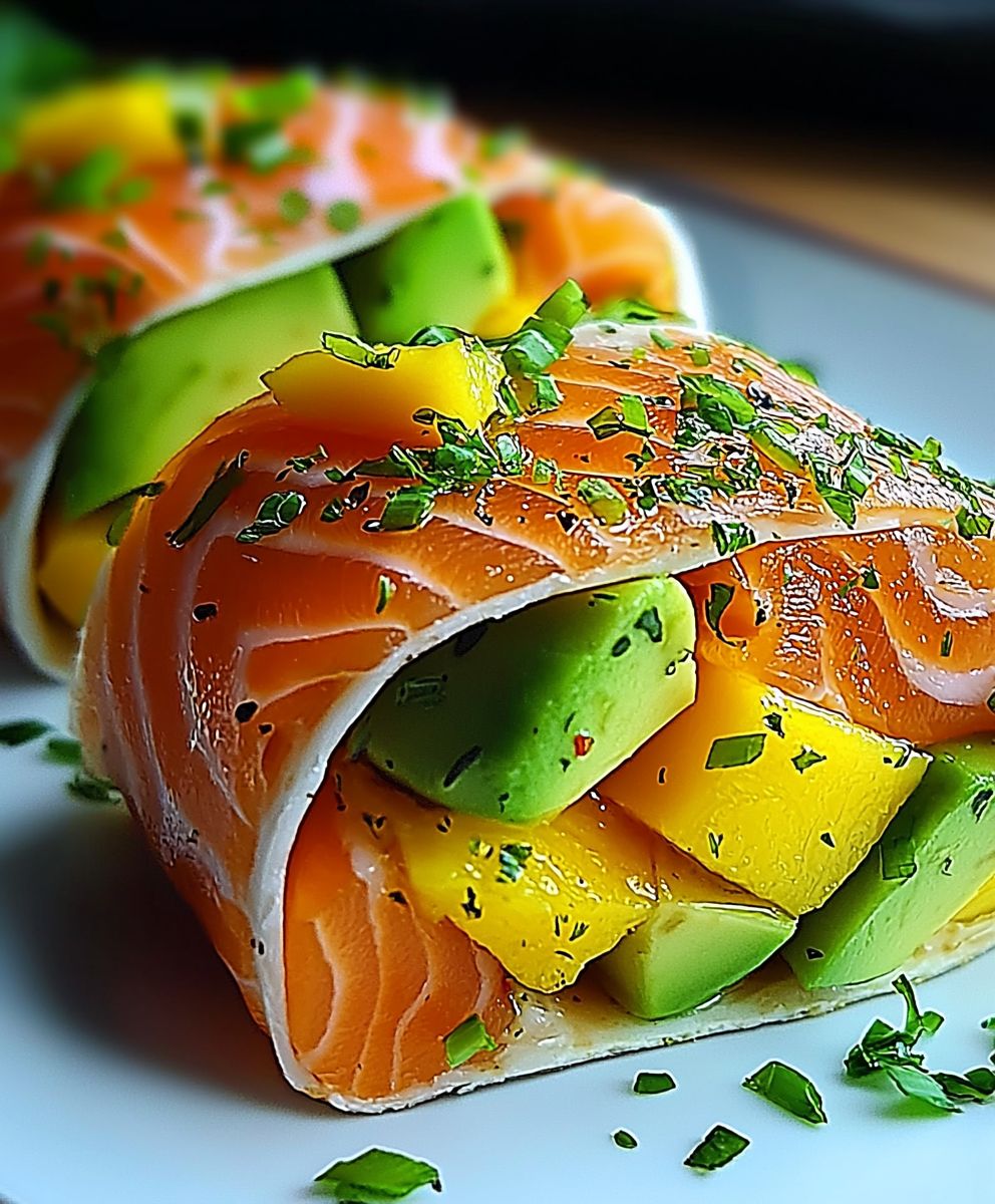 Wraps saumon fumé avocat mangue