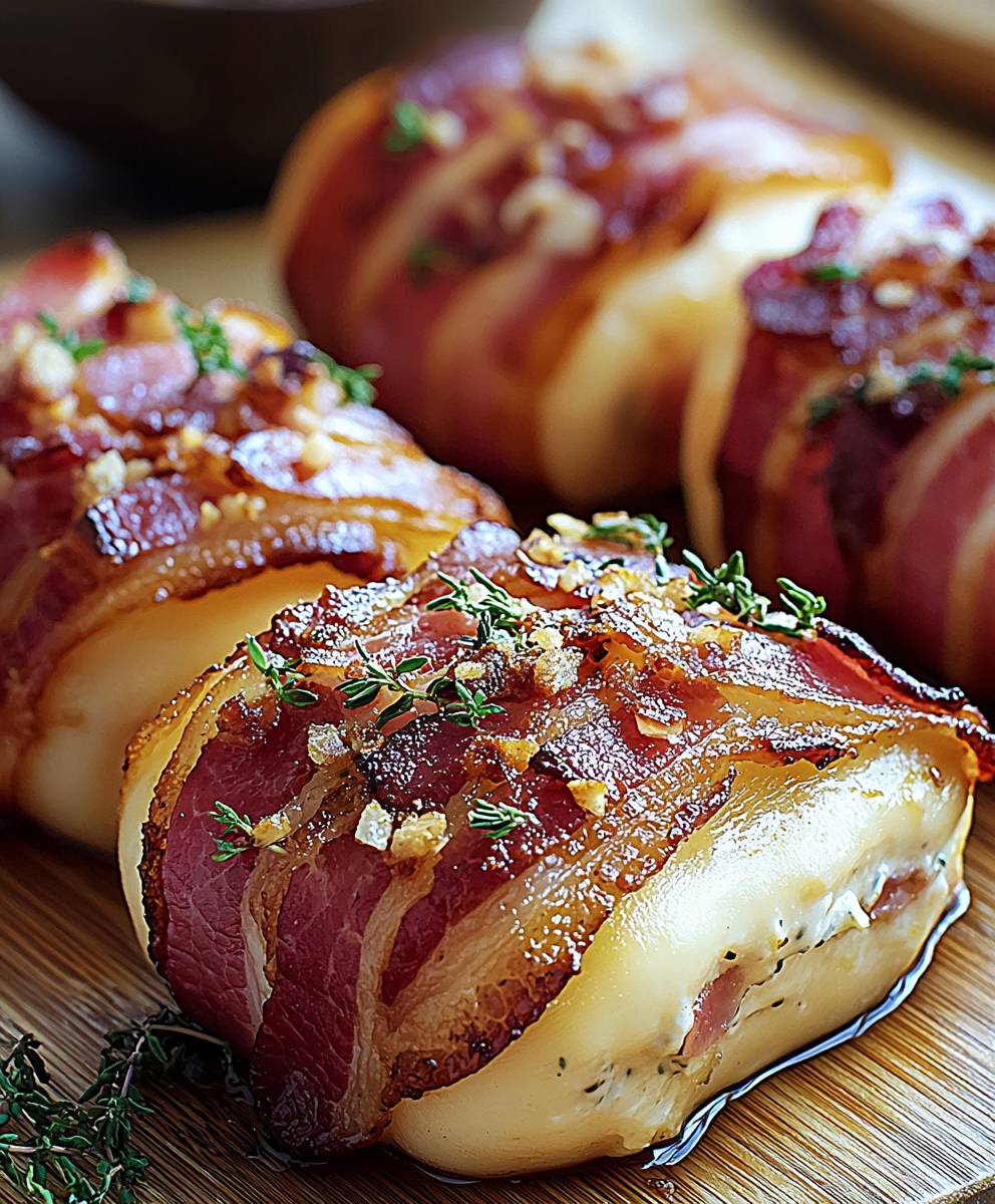 Rouleaux bacon fromage crème herbes