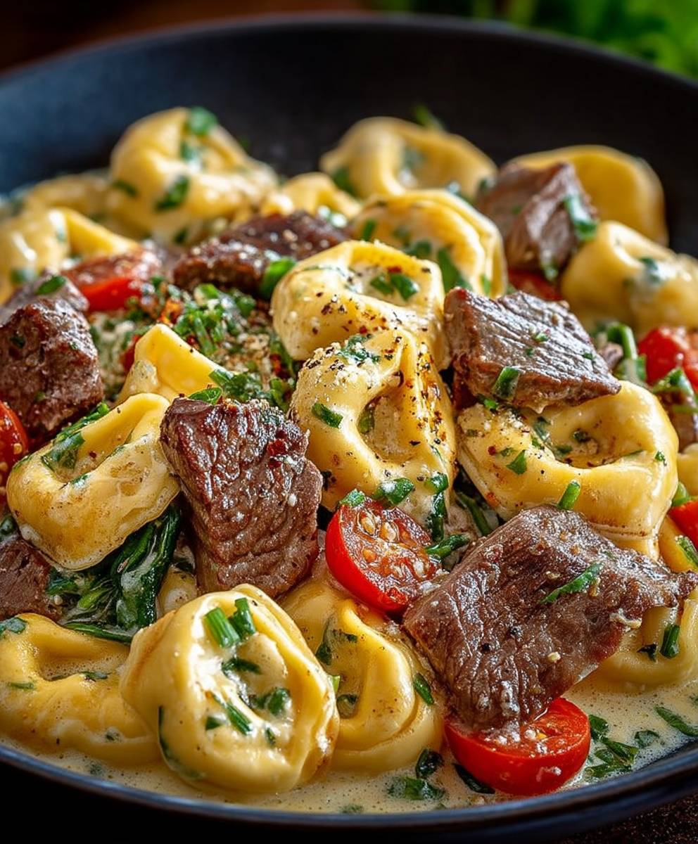Tortellinis crémeux fromage steak