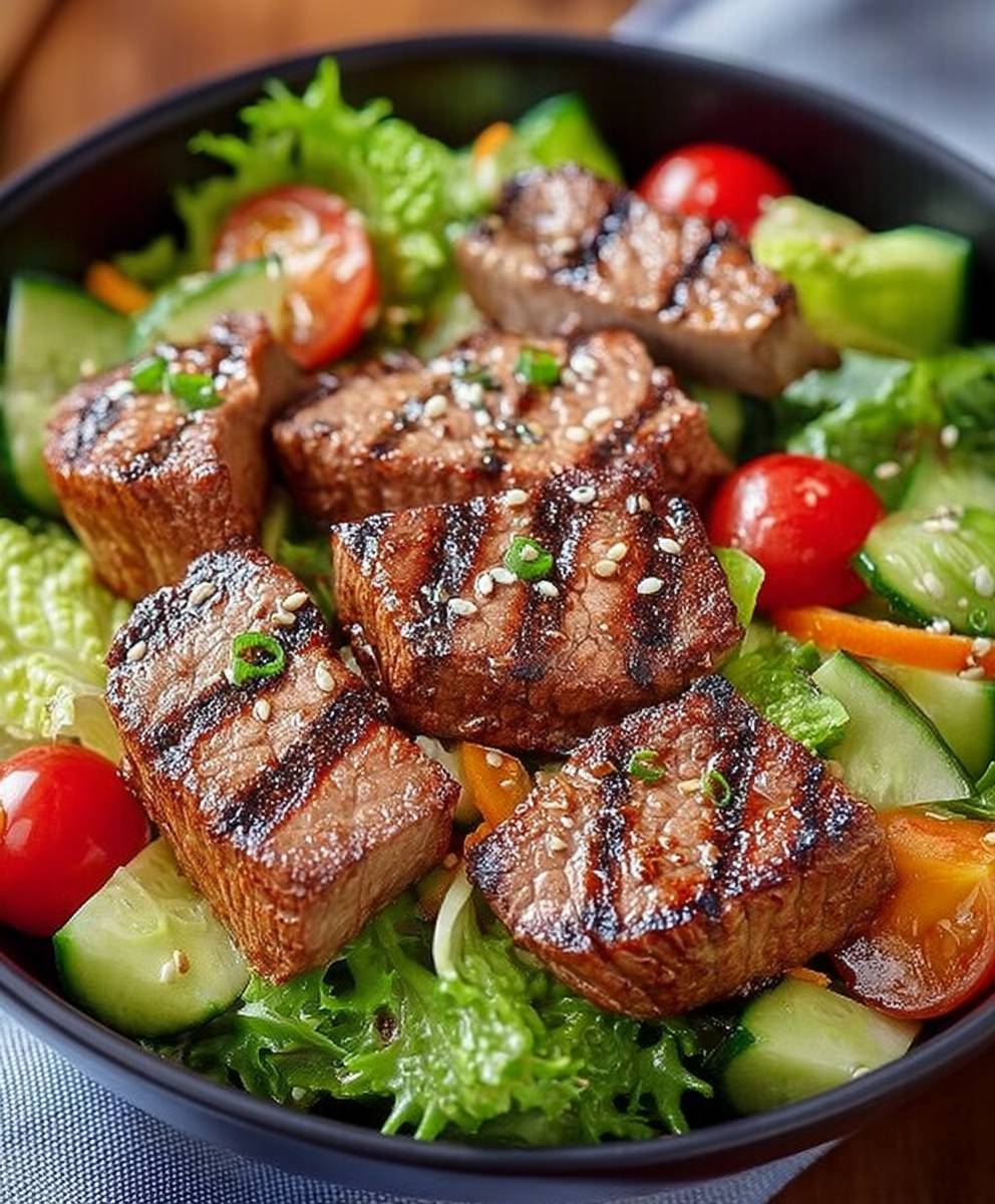 Salade filet boeuf asiatique grillé