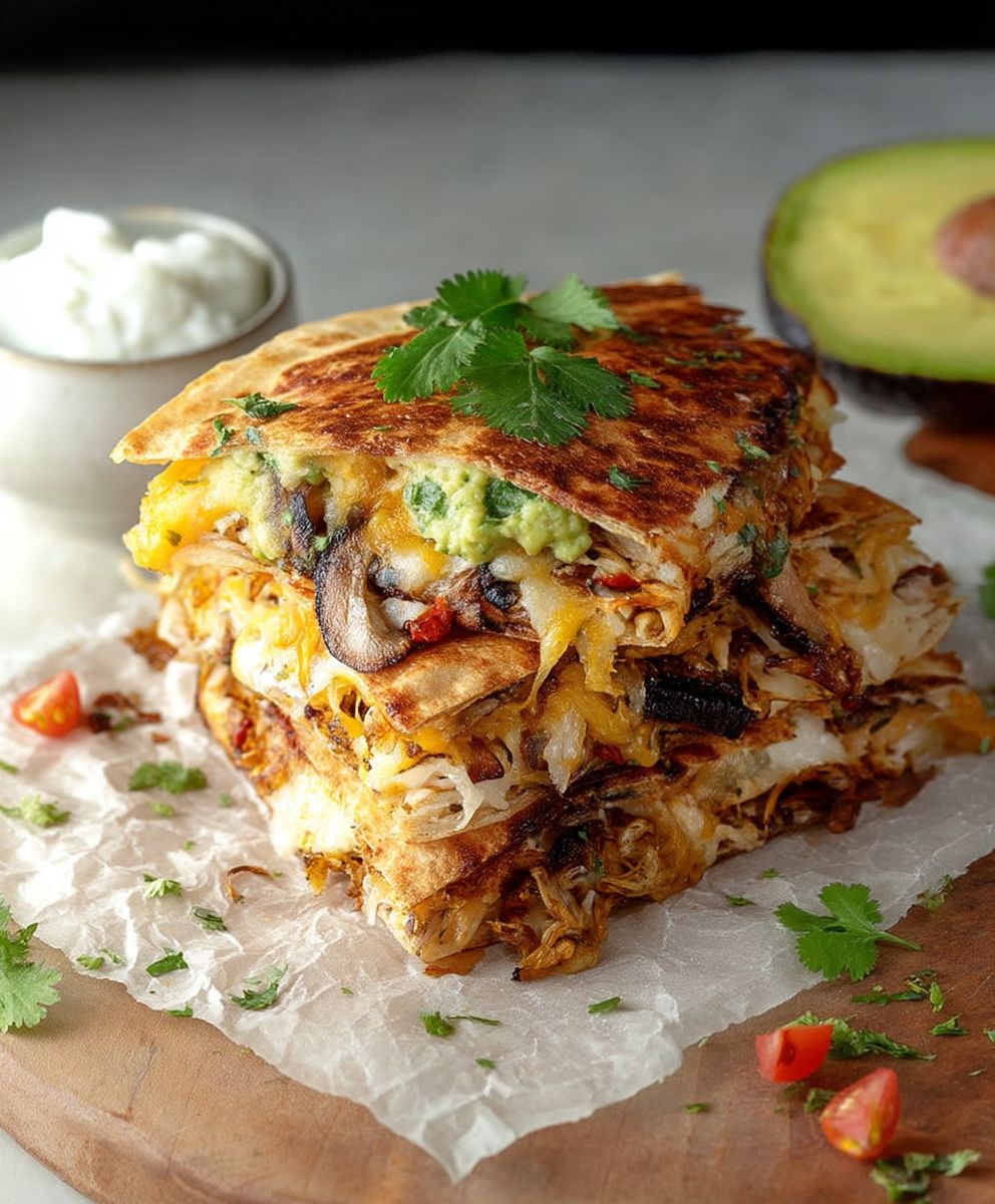 Quesadillas poulet fromage guacamole