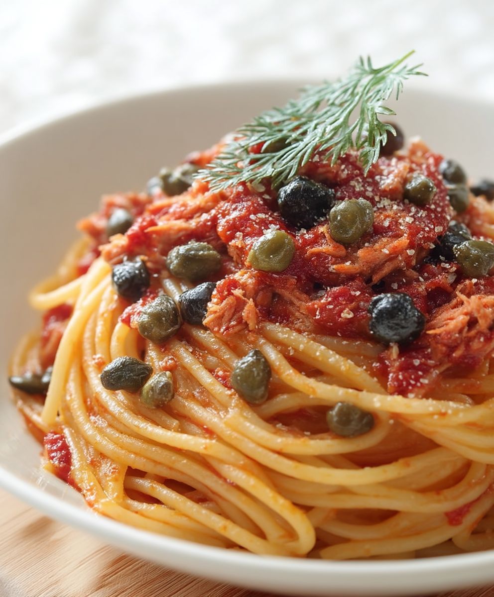Pâtes sauce tomate thon câpres