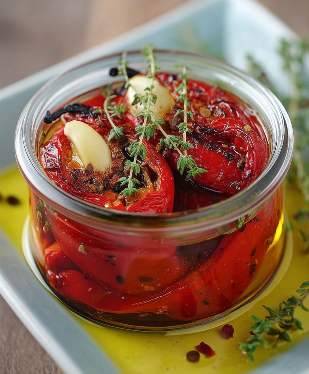 Poivrons rouges confits huile olive