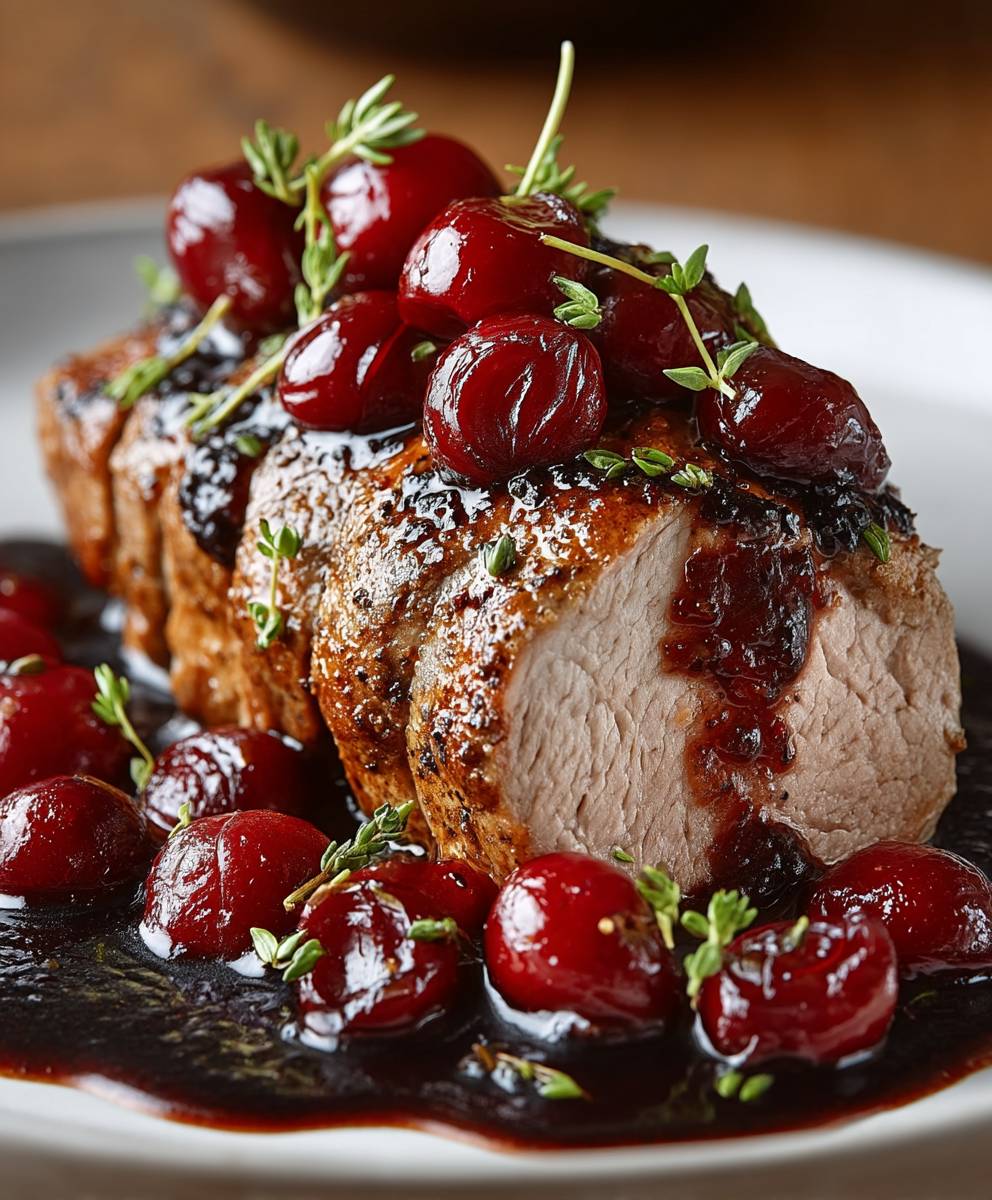 Filet mignon de porc sauce cerises