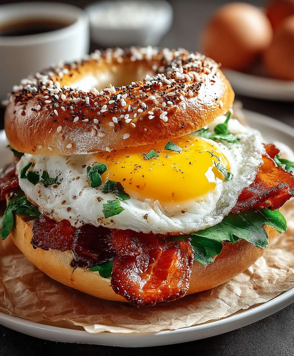 Bagel maison oeuf bacon