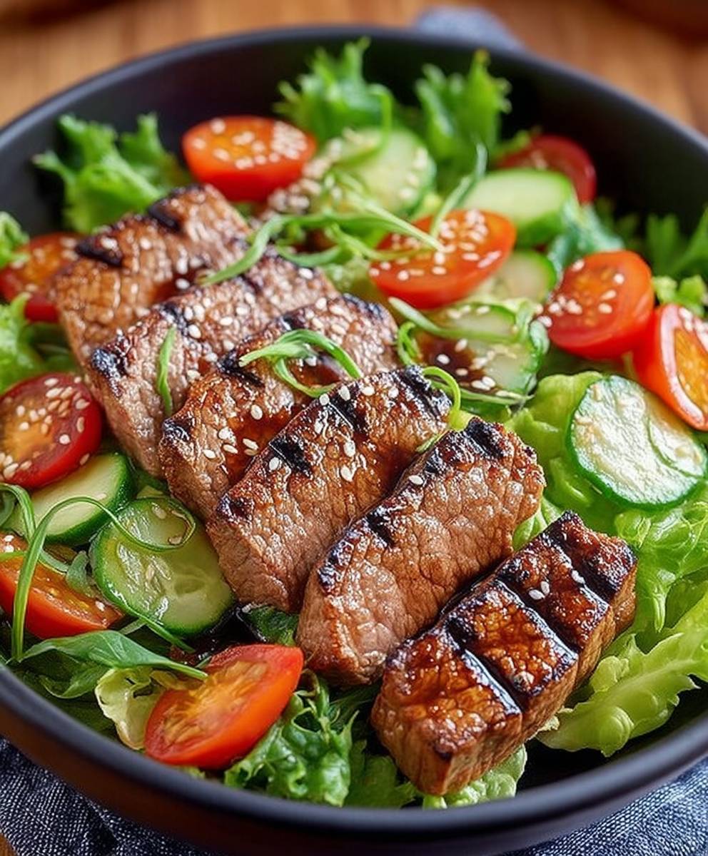 Salade filet boeuf asiatique grillé
