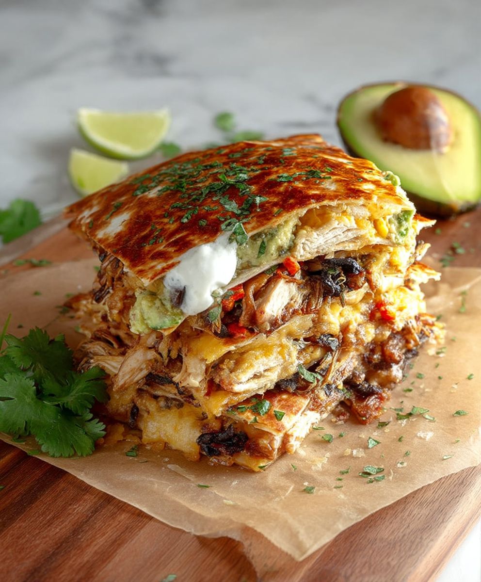 Quesadillas poulet fromage guacamole