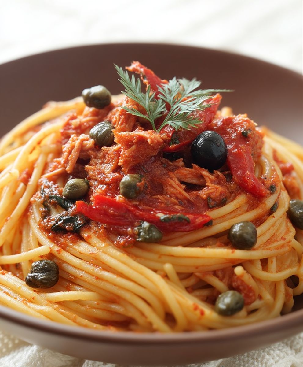 Pâtes sauce tomate thon câpres