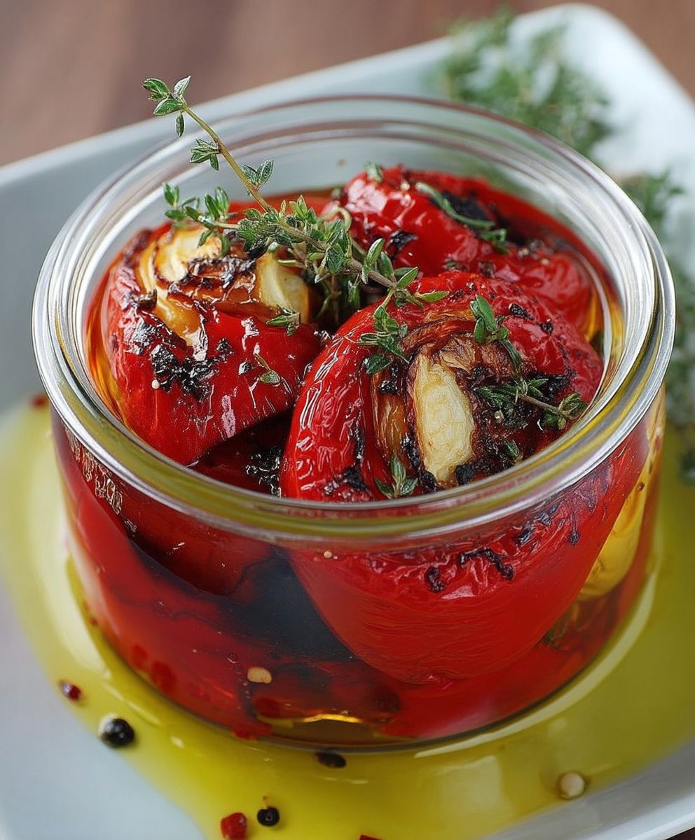 Poivrons rouges confits huile olive
