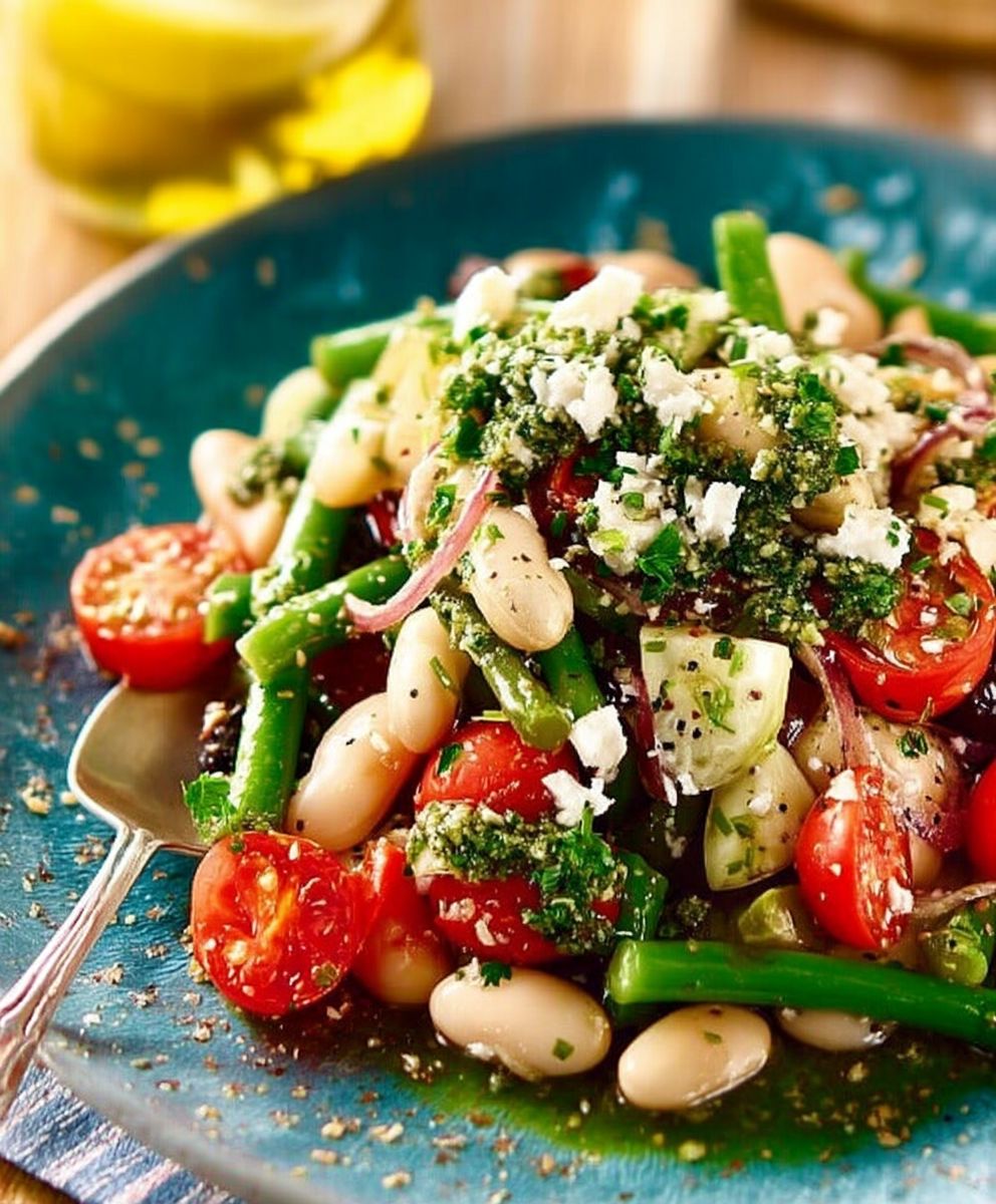 Salade haricots pistou