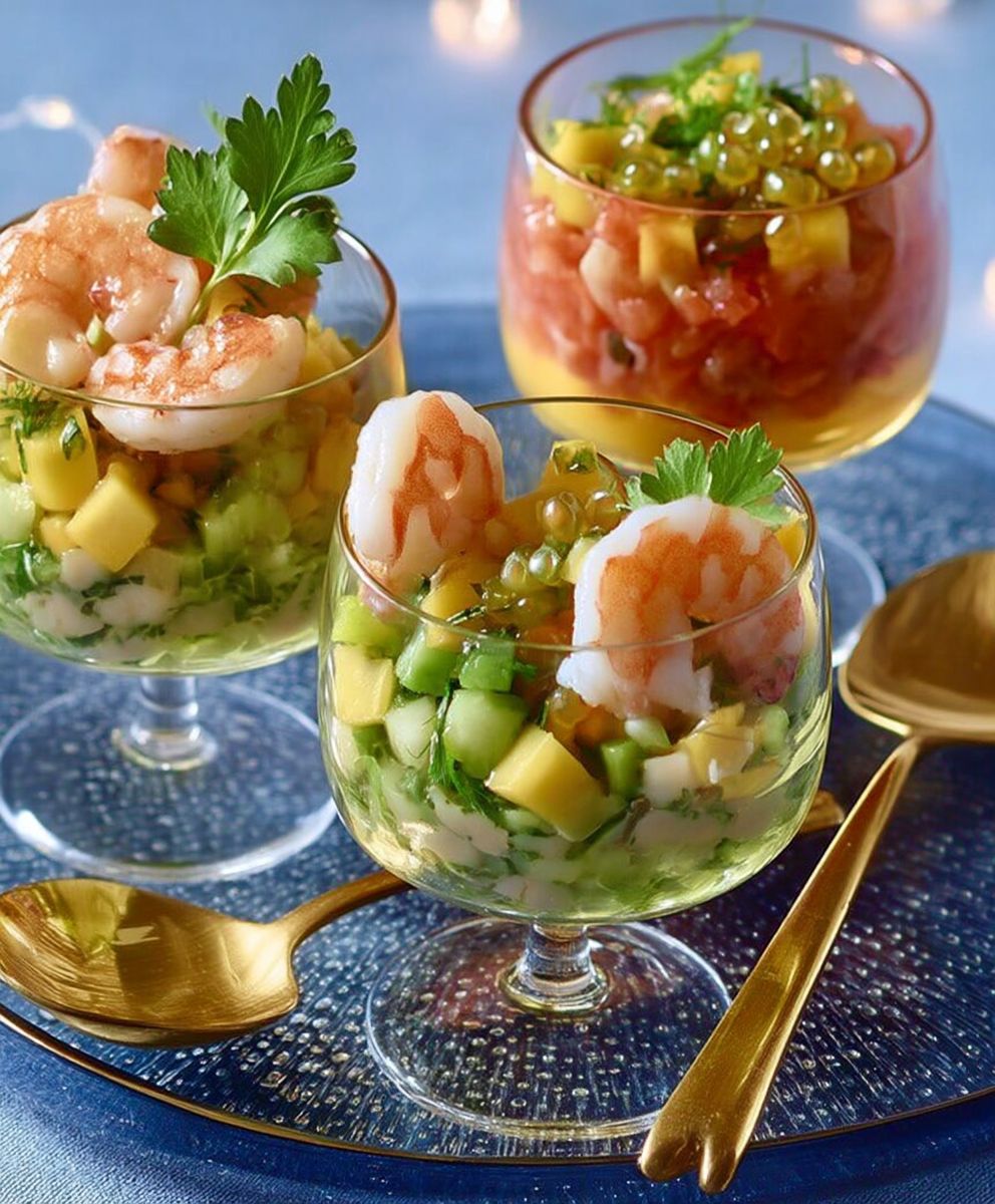 Verrines crevettes mangue