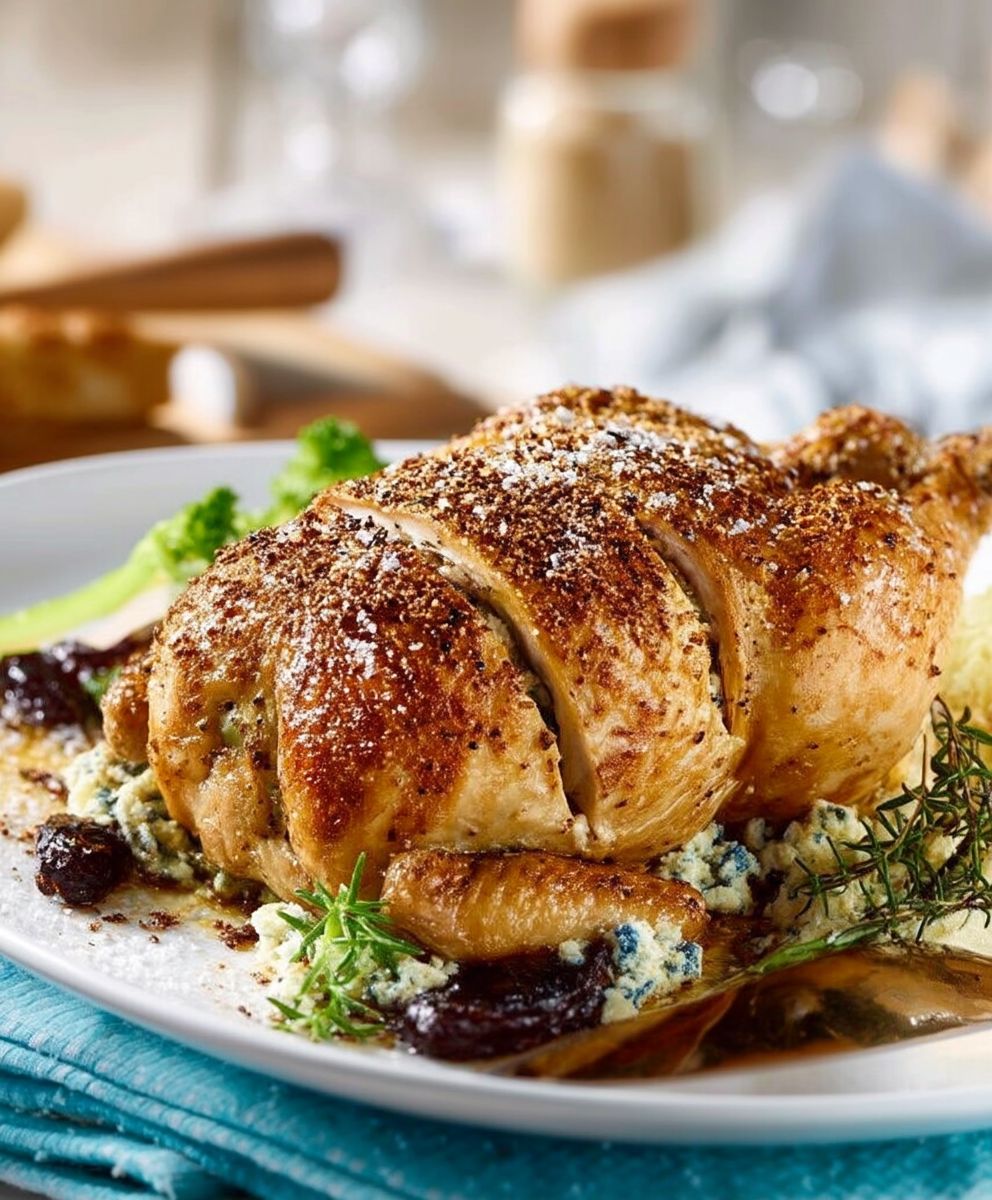 Poulet farci chèvre et herbes