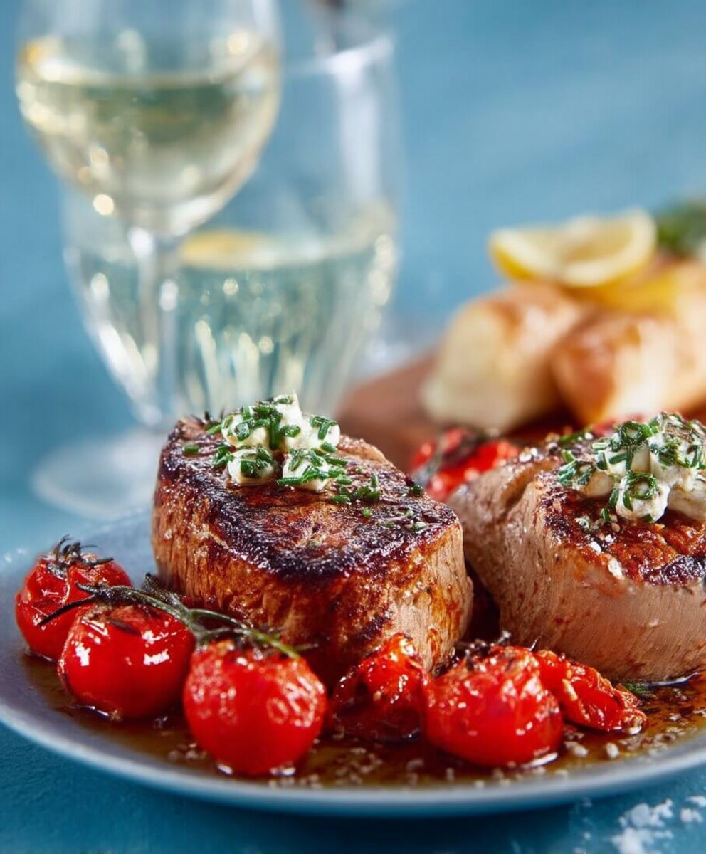 Filet mignon tomates confites