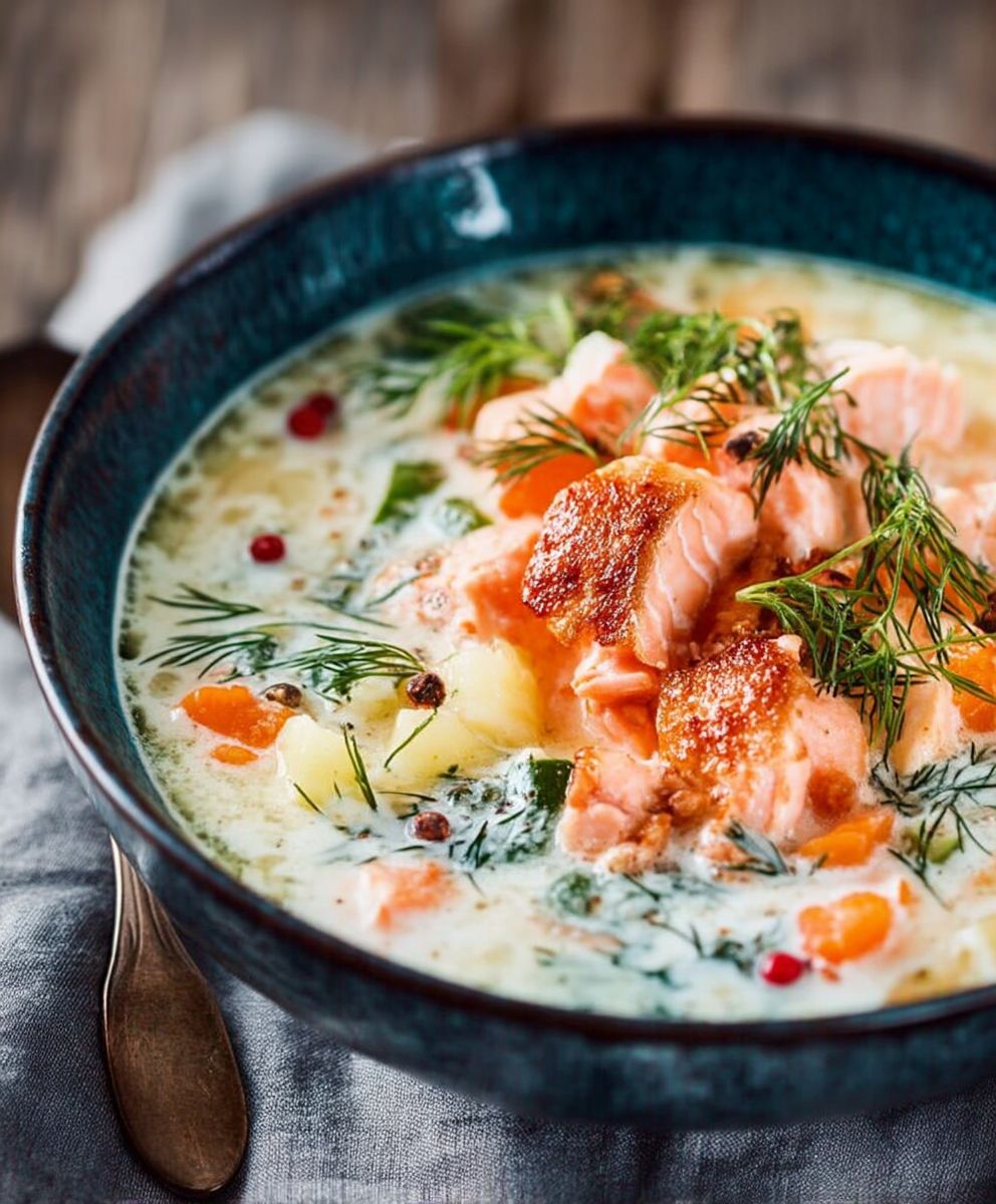Soupe crémeuse saumon