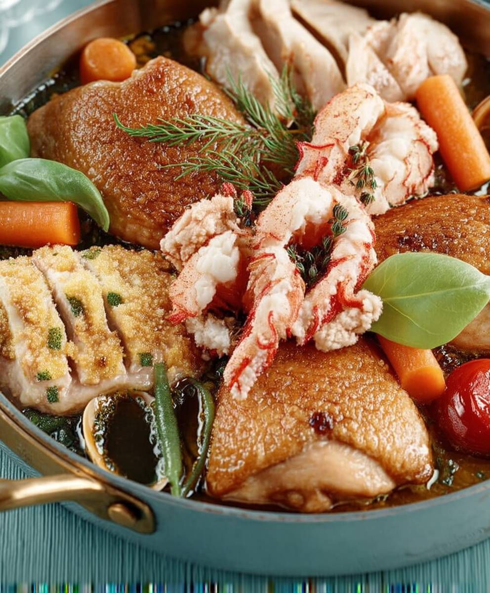 Poulet aux langoustines