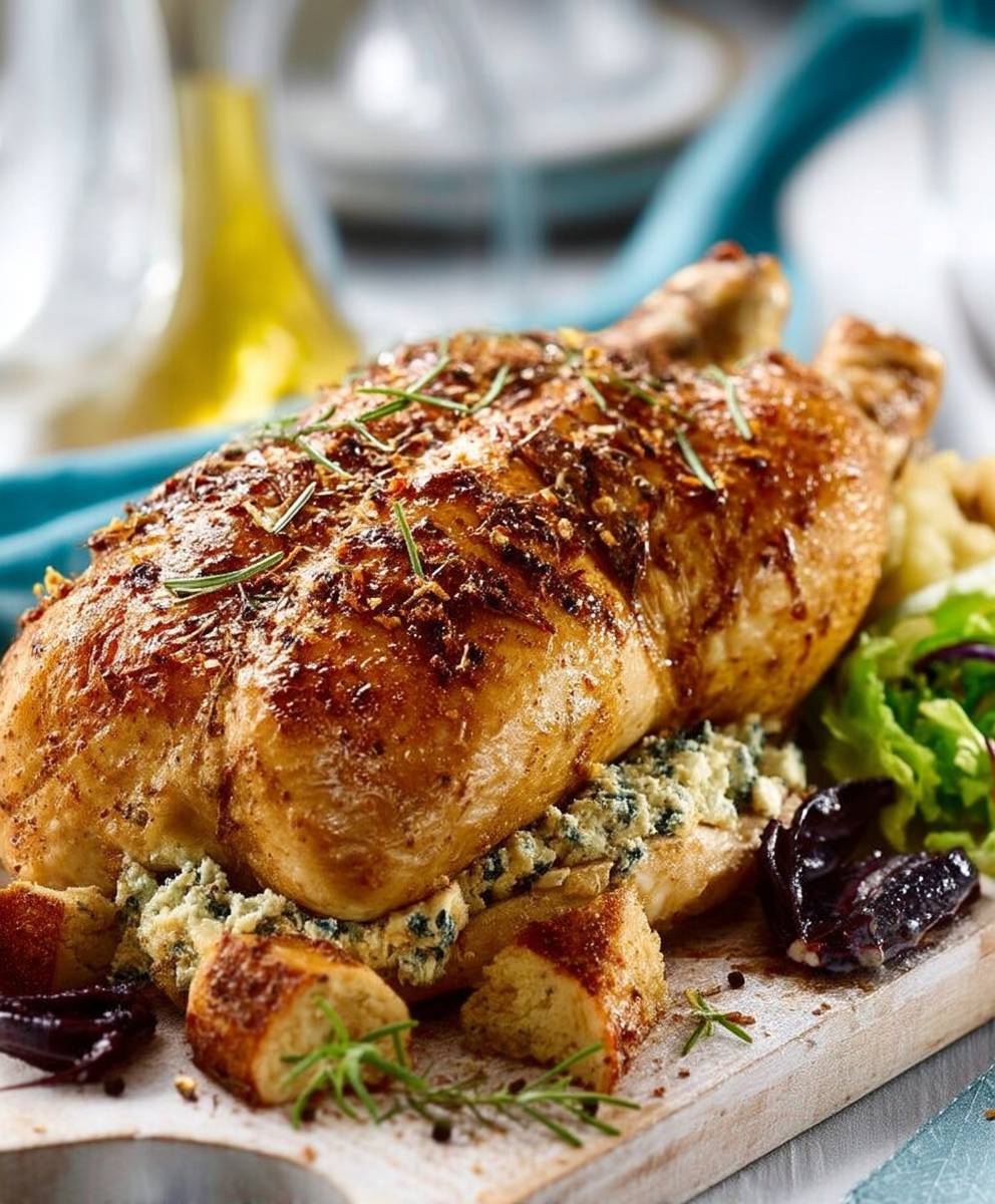 Poulet farci chèvre et herbes