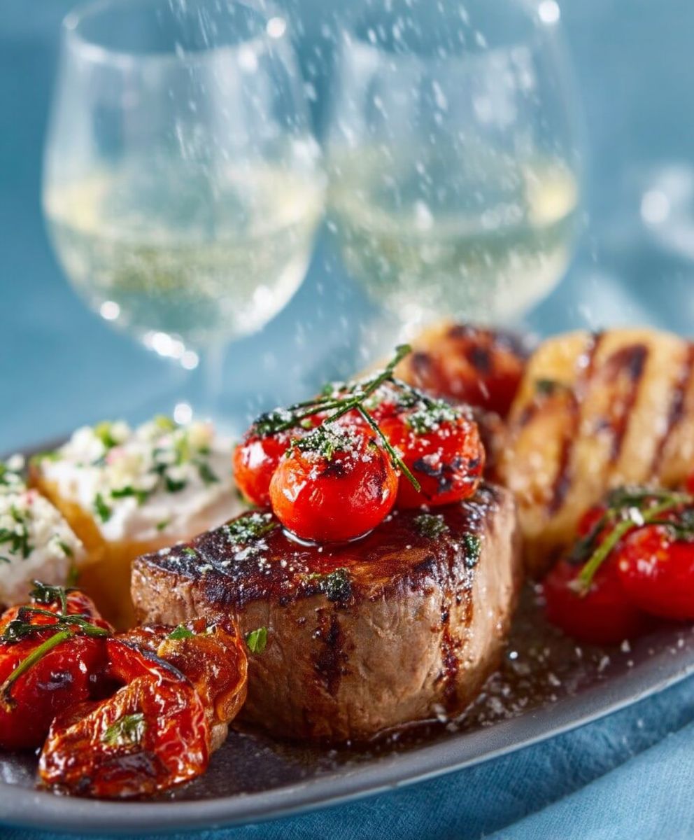 Filet mignon tomates confites