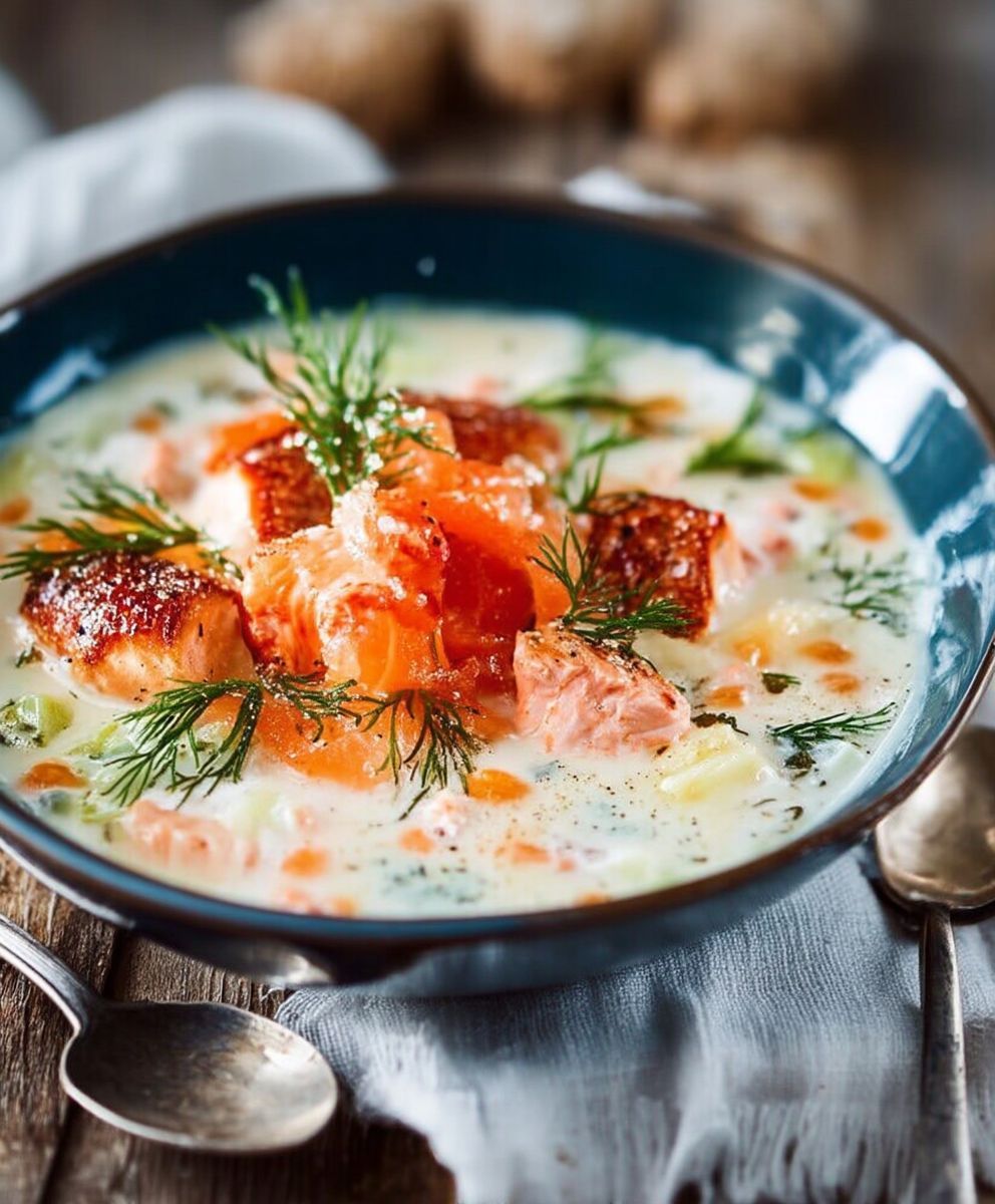 Soupe crémeuse saumon