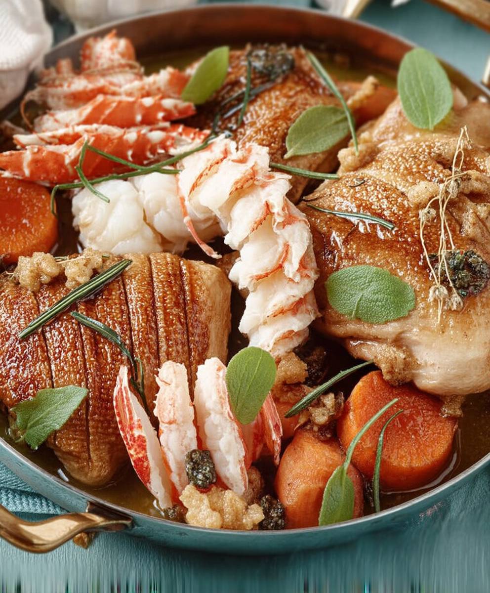 Poulet aux langoustines