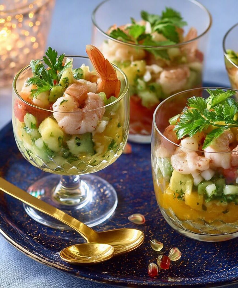 Verrines crevettes mangue