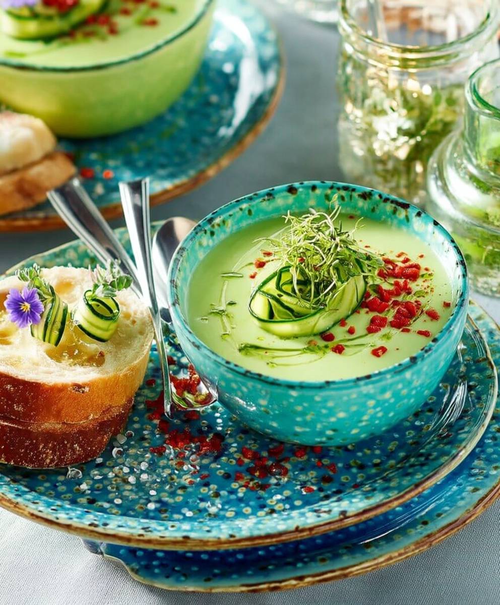 Soupe froide avocat concombre