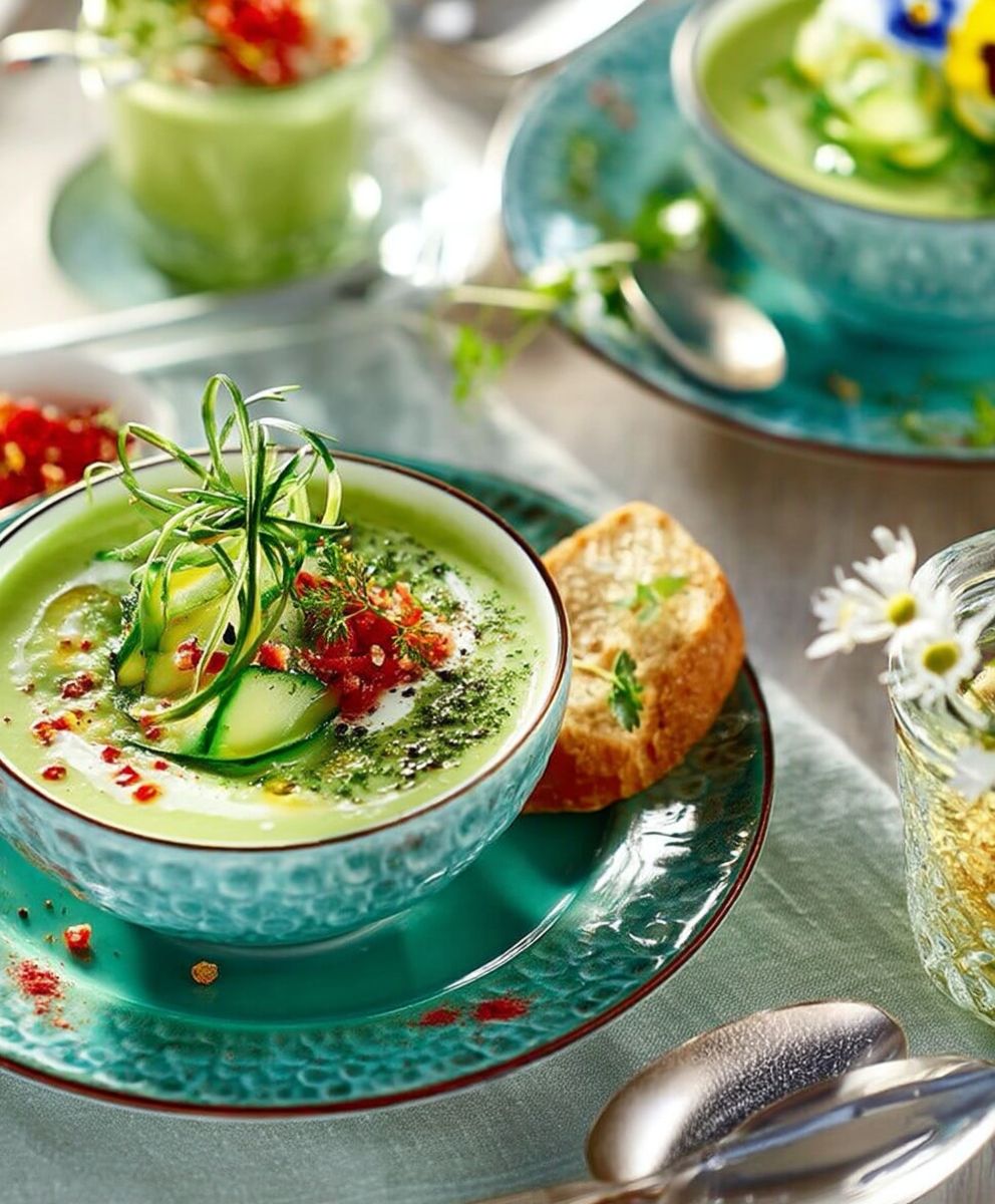 Soupe froide avocat concombre