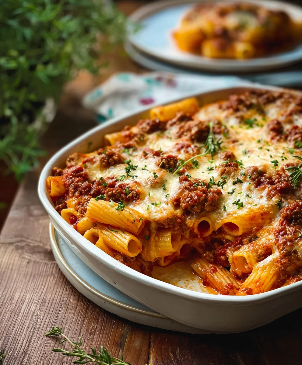 Rigatoni Gratiné à la Sauce Bolognaise Bœuf Maison