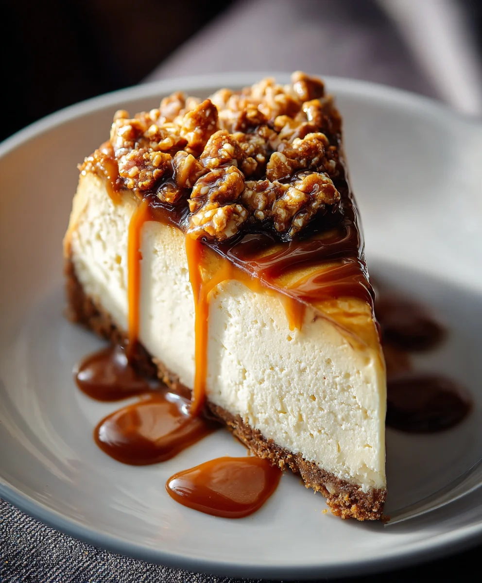 Cheesecake Caramel Crunch Ultime : Douceur et croquant irrésistibles.