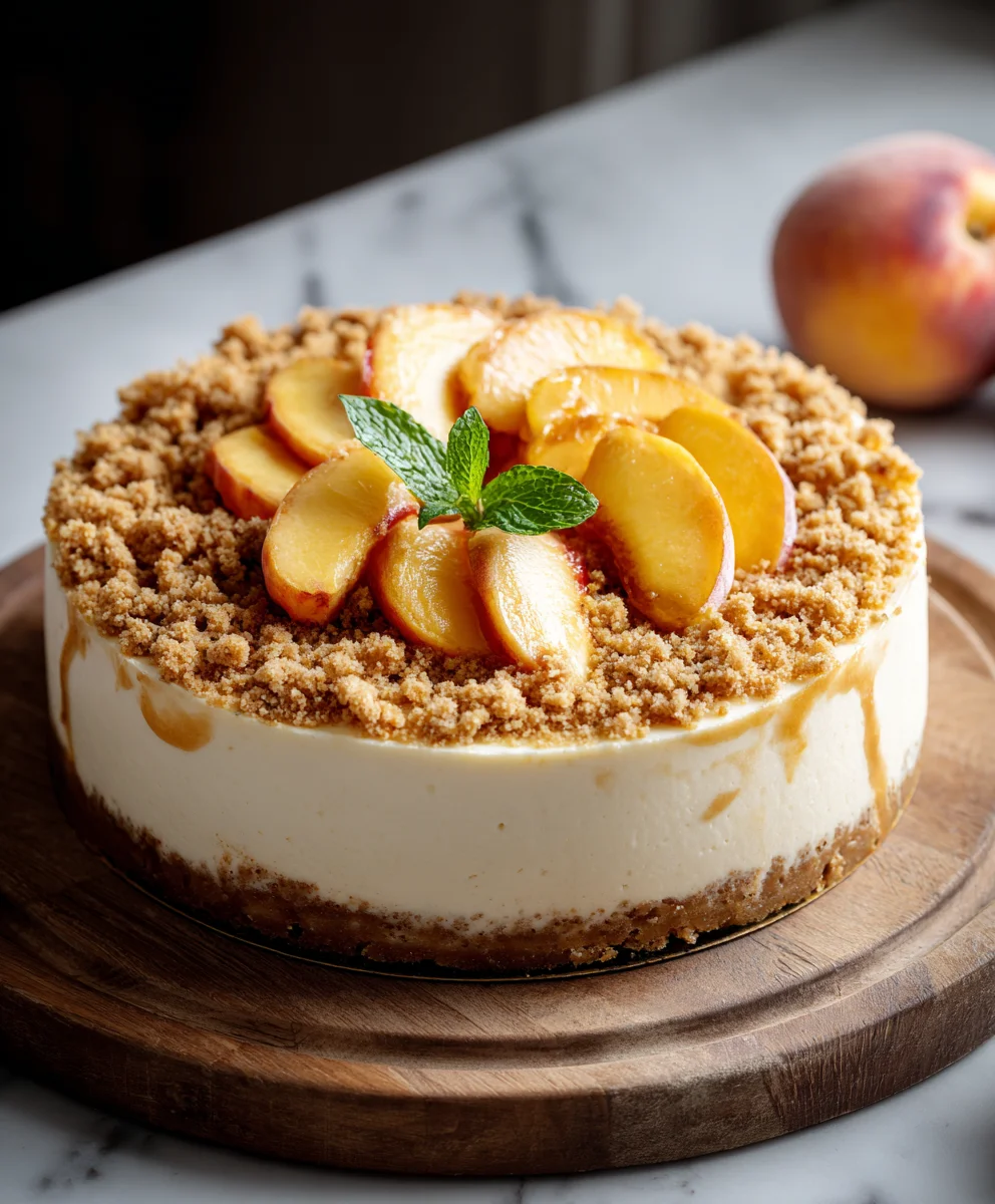 Cheesecake Pêche Crumble : Le dessert fruité et gourmand