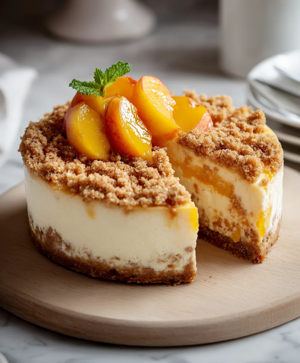 Cheesecake Pêche Crumble : Le dessert fruité et gourmand