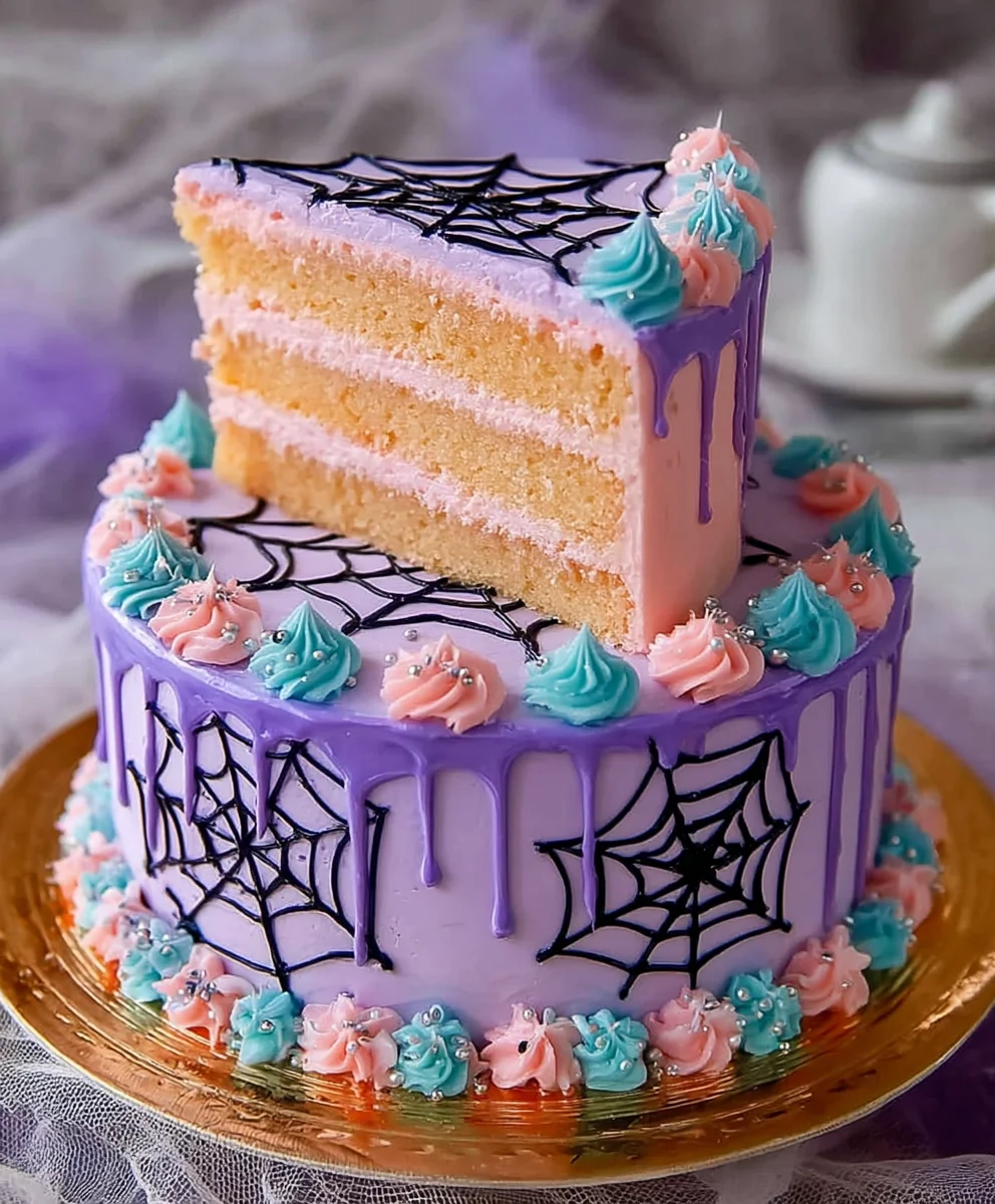 Gâteau Toile d'Araignée Pastel Enchanté pour Halloween